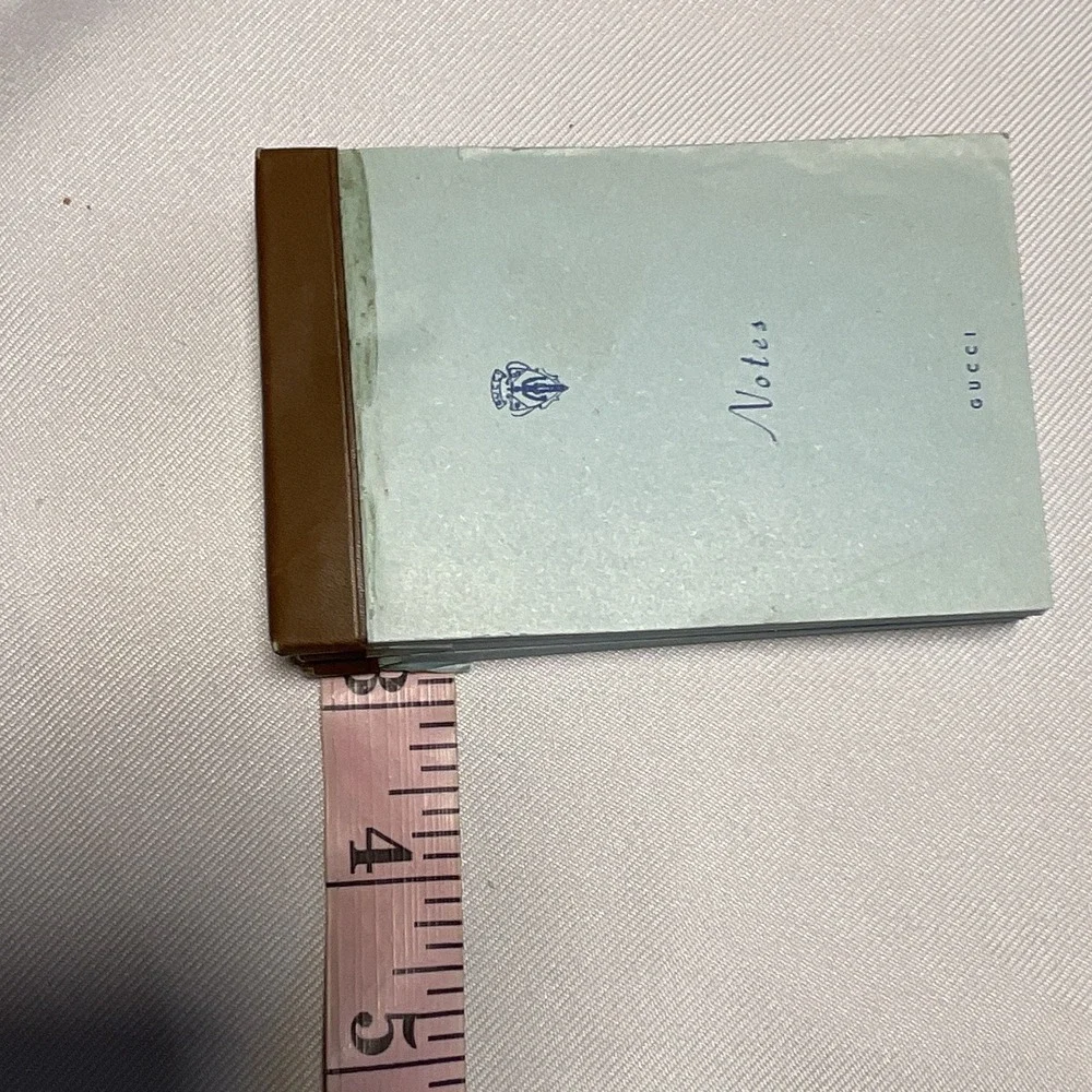 3 Gucci Notes Notepad Stationery Pad with Holder & Box, Light Blue Branded Logo